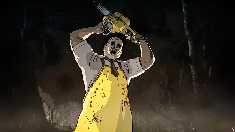 leatherface, horror, Photoshop, vector, Adobe Illustrator, Dead by Daylight, fan art, digital art, yellow
