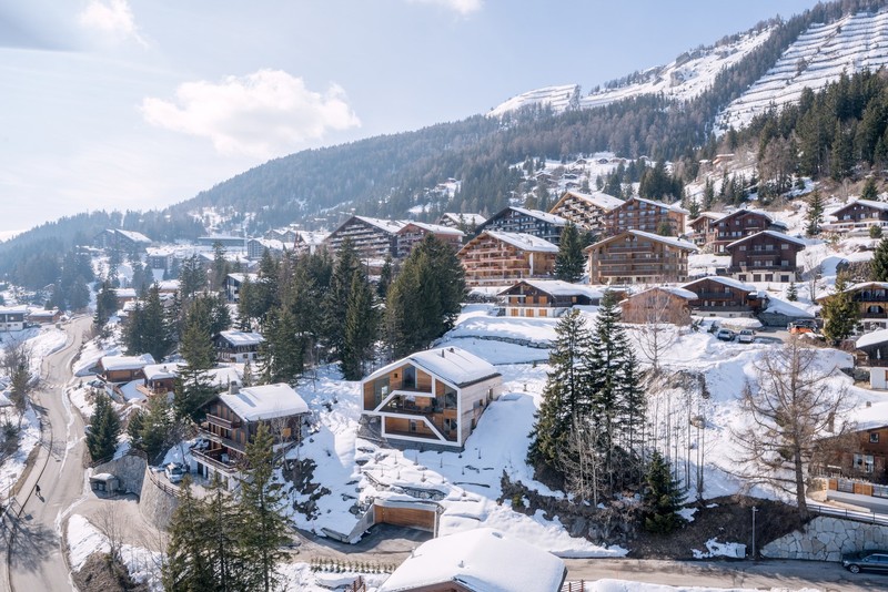 modern, house, cabin, landscape, snow, winter, snowy mountain, Switzerland