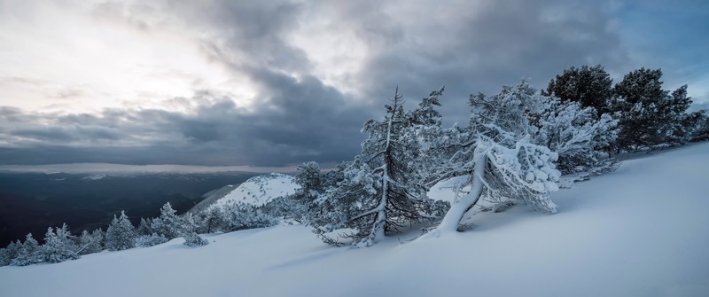 nature, winter, snow, landscape, clouds