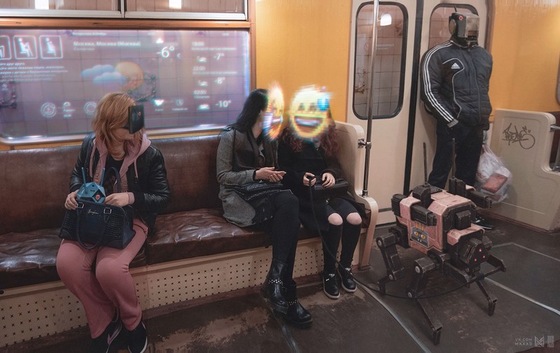 futuristic, people, robot, artwork, Russia, Moscow, metro