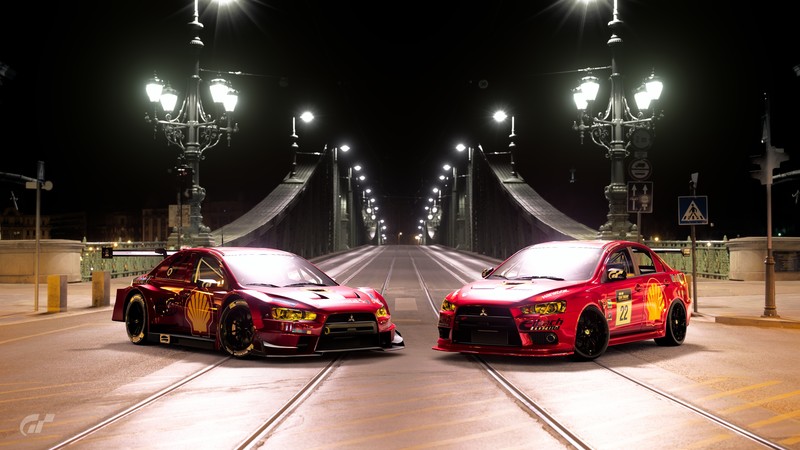 Mitsubishi Evolution, Gran Turismo Sport, Motorsport, Budapest, night view, Mitsubishi Lancer Evolution
