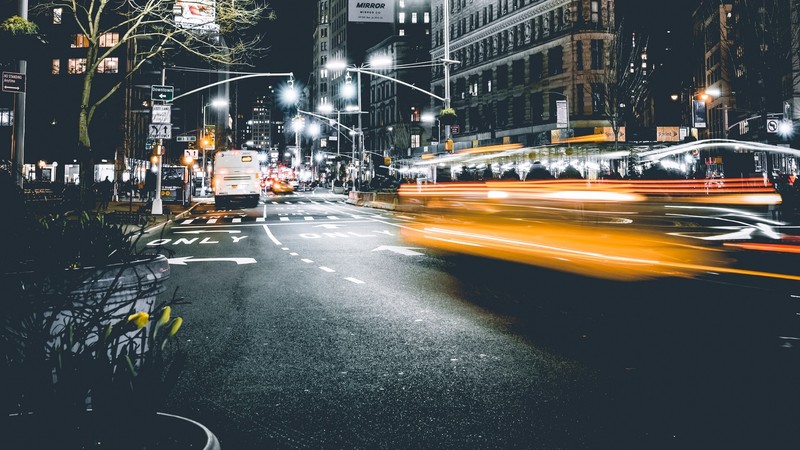 city, cityscape, street, car, building, blurred, long exposure, New York City