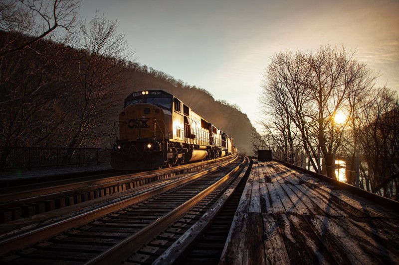 outdoors, dark, train, vehicle, railway, railroad track