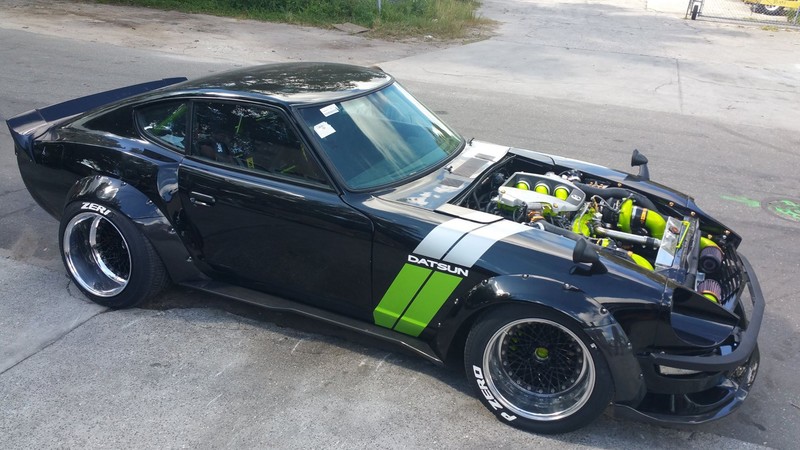 Datsun 240Z, car, vehicle, black cars, Nissan S30, bolt-on fender flares
