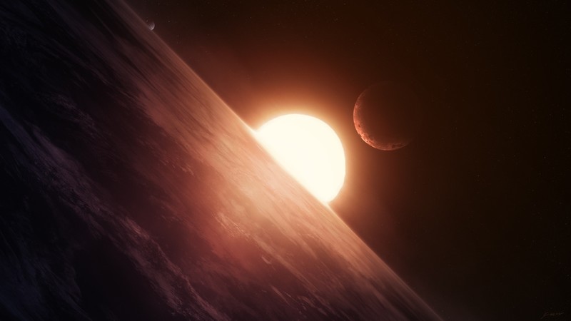 space, Sun, planet, space art, digital art