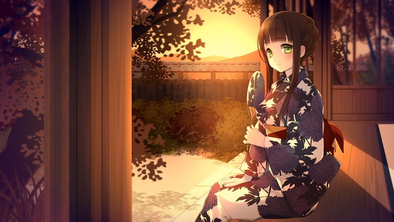 kimono, anime, sunset, anime girls