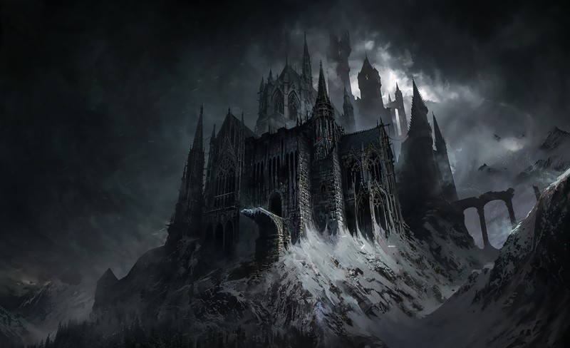 dark fantasy, fantasy art, castle, building, artwork