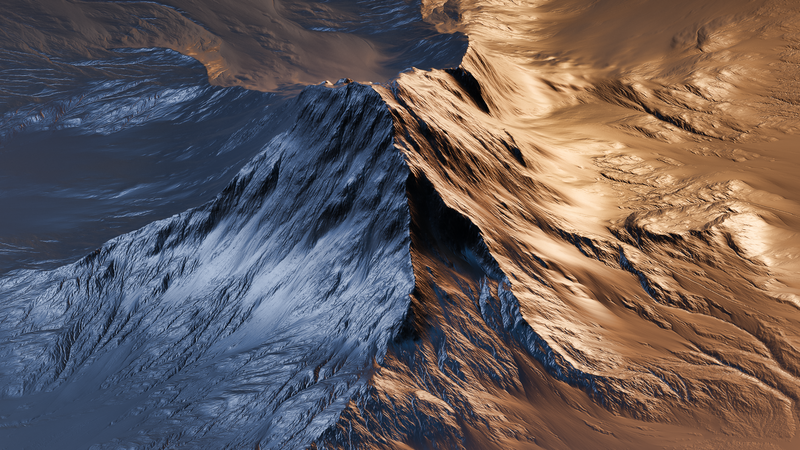 landscape, Blender, digital, mountain top
