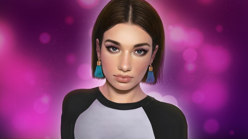 3D, women, render, portrait, brunette, face, digital art, Dua Lipa