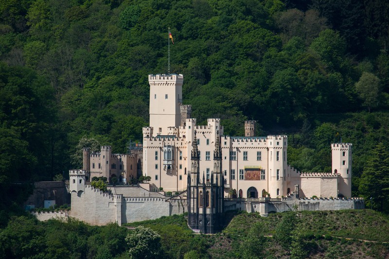 castle, landscape, flag, building