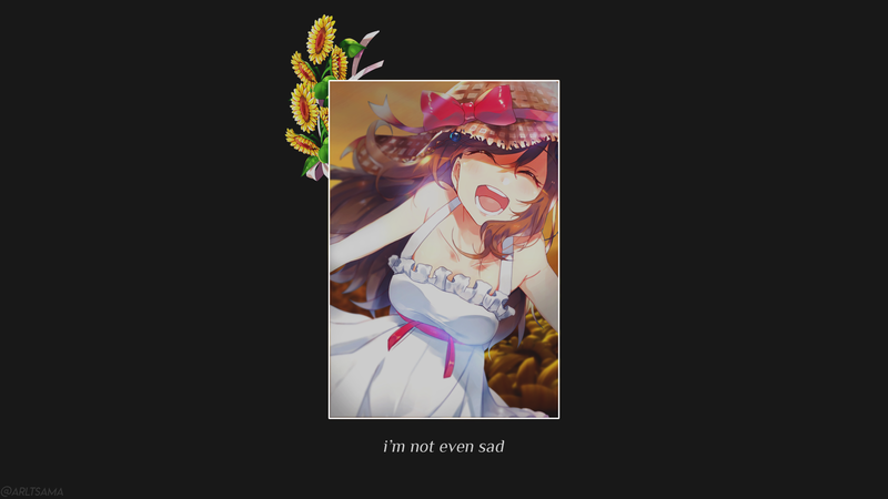 anime girls, anime, picture-in-picture, black background, sunflowers, flowers