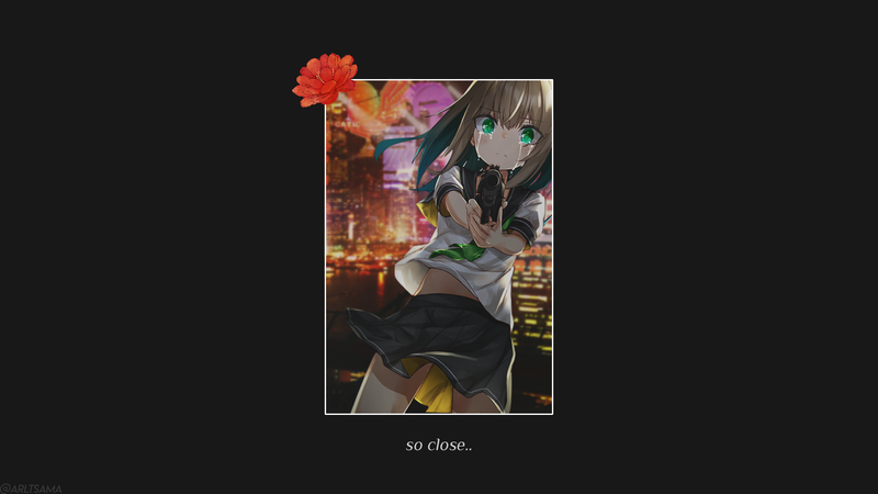 anime girls, anime, picture-in-picture, black background, cyberpunk