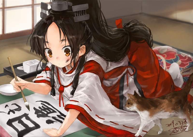 anime, anime girls, cats, Kantai Collection
