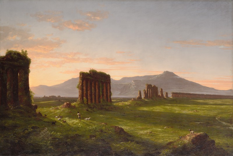 landscape, painting, ruins, artwork