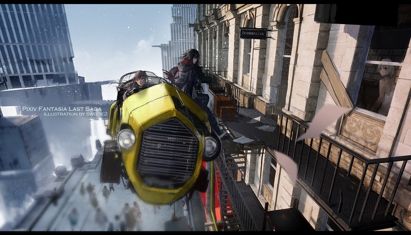 vehicle, anime girls, swd3e2, science fiction