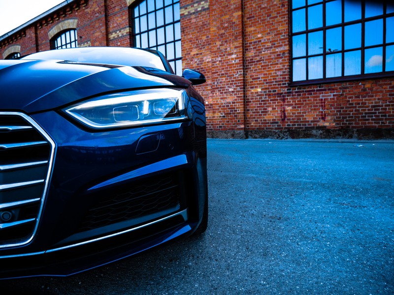 Audi A5 Coupe, car, Sweden, German cars, Photoshop, blue