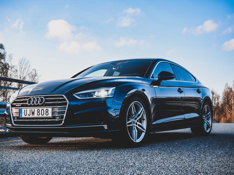 Audi A5 Coupe, car, Sweden, German cars, Photoshop, vehicle, black cars, Audi, numbers