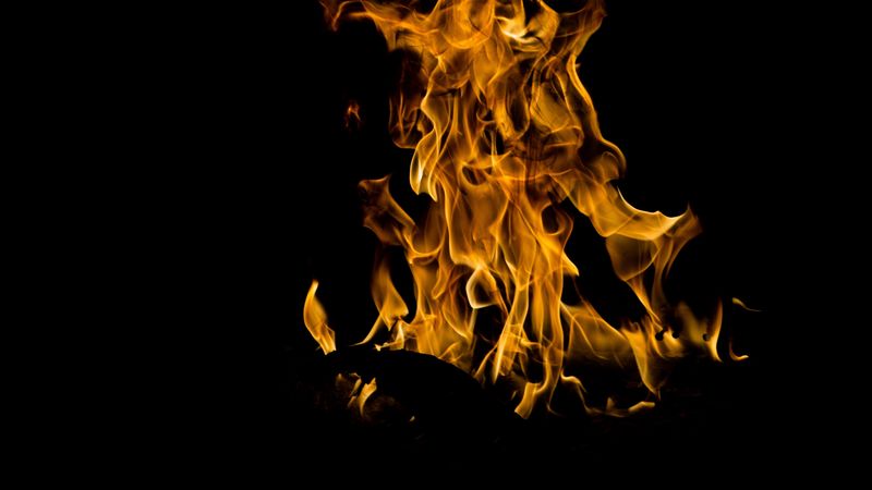 fire, bonfire, flame, burn, night, dark, 4k