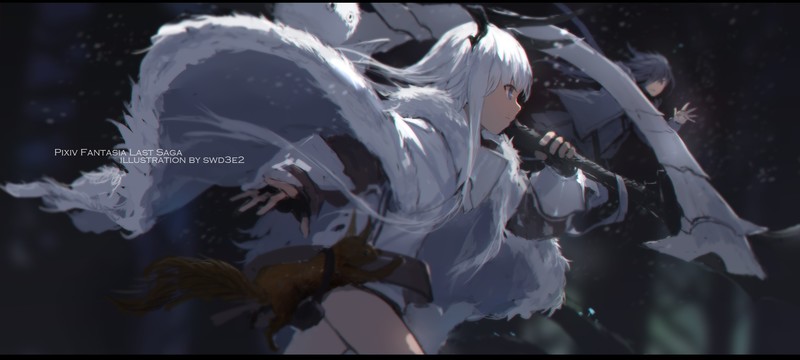 anime girls, anime, fantasy girl, fantasy art, Pixiv Fantasia, original characters, doodle, swd3e2, white hair, Pixiv