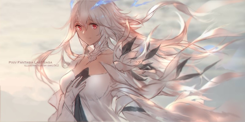 anime girls, anime, Pixiv Fantasia, fantasy art, fantasy girl, doodle, swd3e2, original characters, red eyes, long hair, blonde, Pixiv