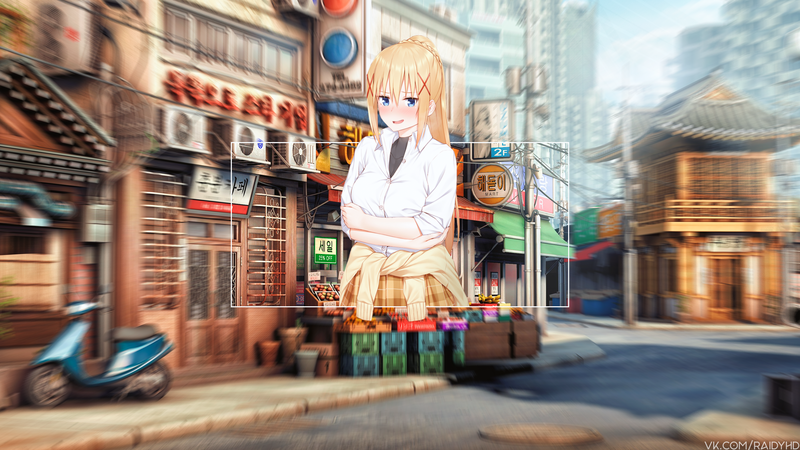 anime girls, anime, blonde, urban, city, blue eyes, Darkness (KonoSuba), Kono Subarashii Sekai ni Shukufuku wo!