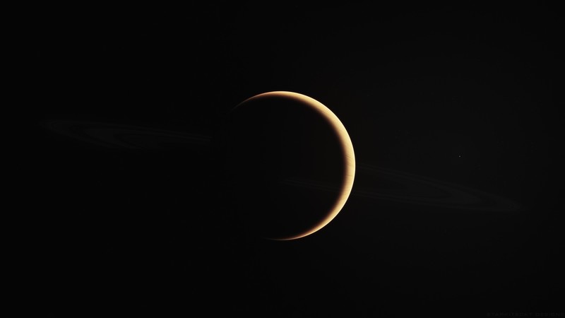 space, space art, planet, Saturn, digital art, black