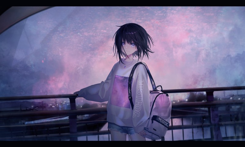 anime, anime girls, original characters, black hair