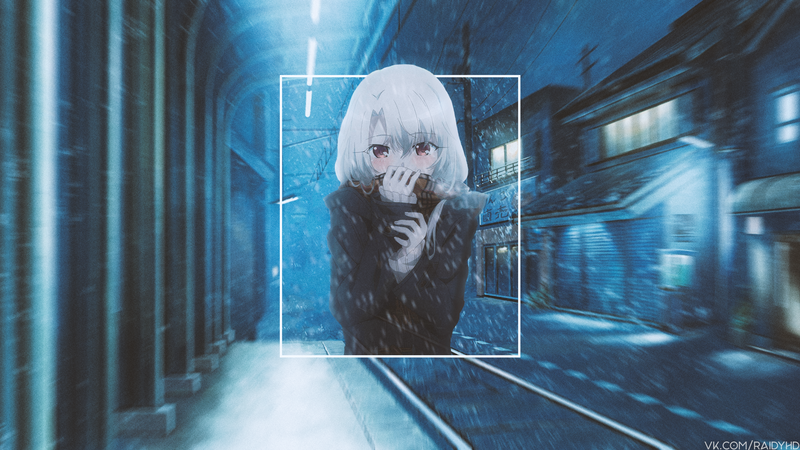 anime girls, picture-in-picture, anime, cold, snow, Fate/kaleid liner Prisma Illya, Illyasviel von Einzbern