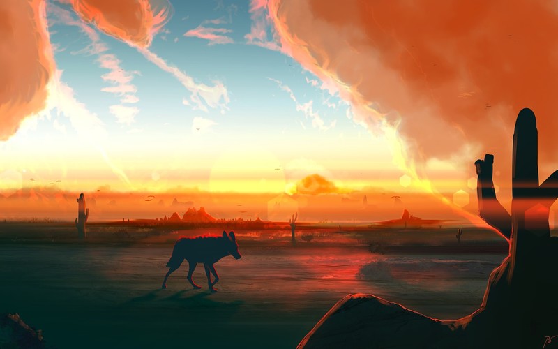 animals, nature, artwork, landscape, sky, JoeyJazz