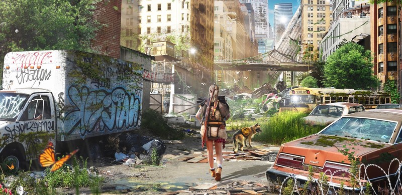 ruin, futuristic, apocalyptic, cityscape, artwork