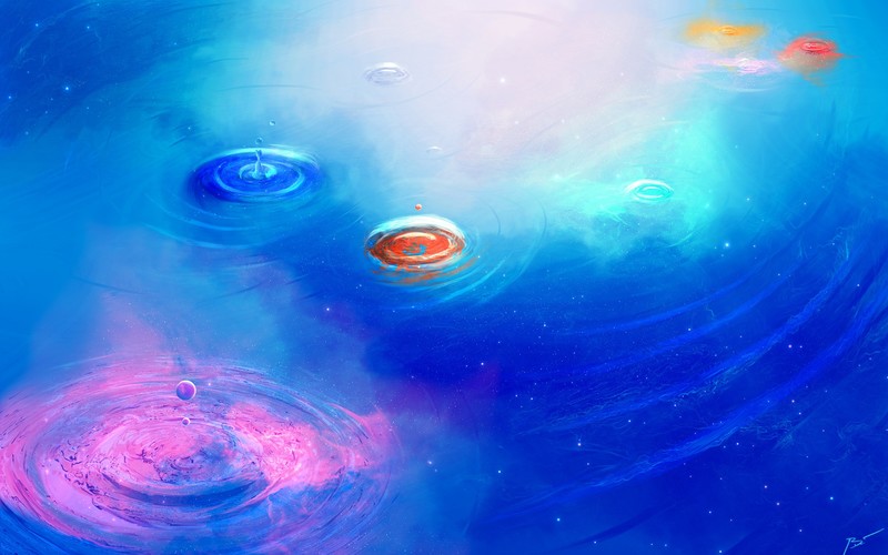 space, abstract, colorful, space art, digital art, JoeyJazz, cyan, blue