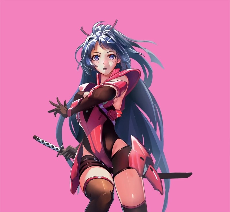 Honkai Impact 3rd, Honkai Impact, anime girls, anime, pink background, blue hair, blue eyes, simple background