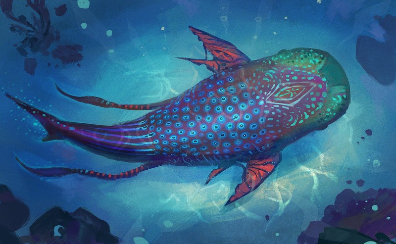 shark, animals, fantasy art, sea, aerial view, artwork, digital painting, drawing, illustration, 2D, digital art, colorful, DeviantArt
