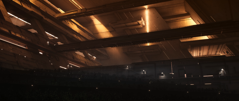 digital art, building, interior, lights, plants