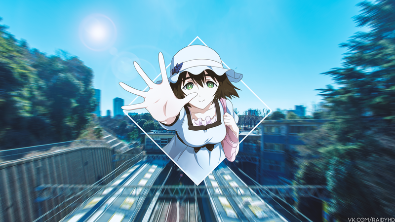 anime girls, anime, picture-in-picture, green eyes, hat, Steins;Gate, Shiina Mayuri
