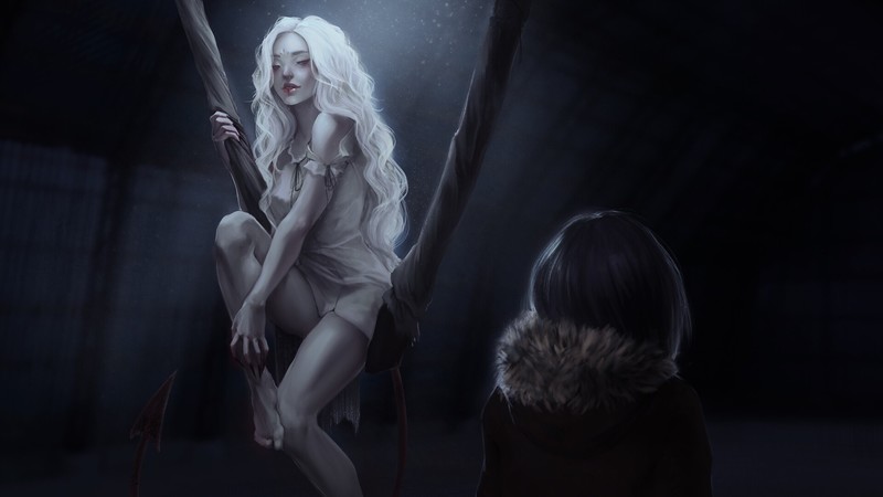 artwork, dark, fantasy art, fantasy girl, long hair