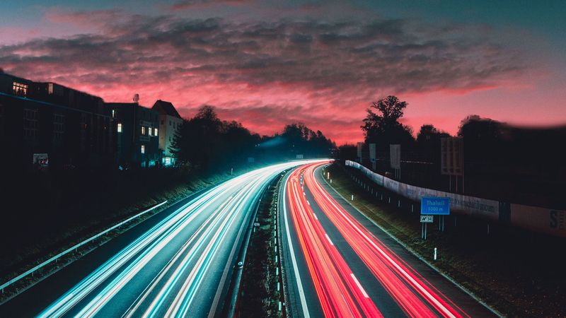road, traffic, backlight, turn, city, zurich, switzerland, bright, 4k