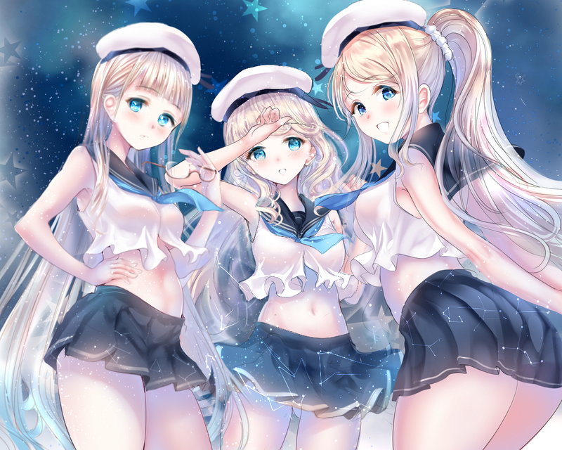 uniform, school uniform, anime girls, anime, miniskirt, blonde, blue eyes