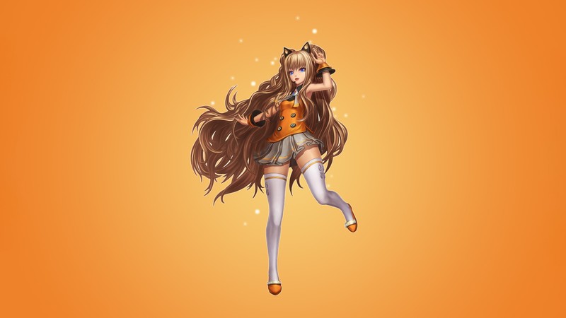 Vocaloid, SeeU, anime girls, simple background, blonde, long hair, blue eyes, shirt, thigh-highs, zettai ryouiki