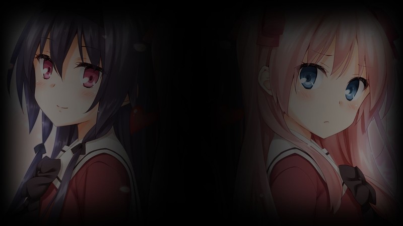 anime, anime girls, A Kiss For The Petals, black background, yuri, school uniform, minimalism, manga
