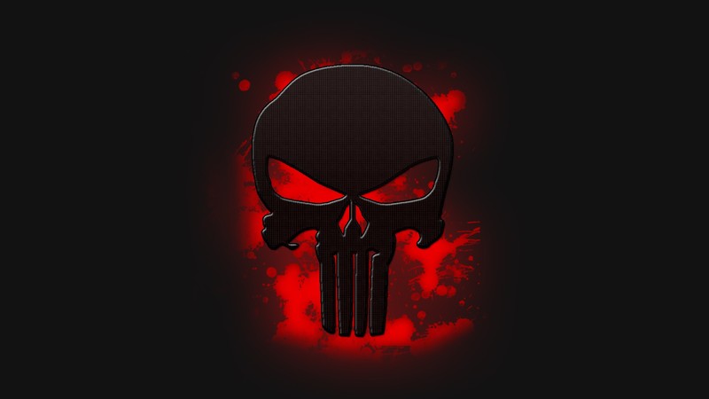 The Punisher, skull, blood, red, artwork, red background