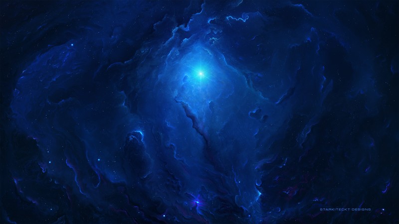 Starkiteckt, 3D, space, galaxy, blue, space art, digital art