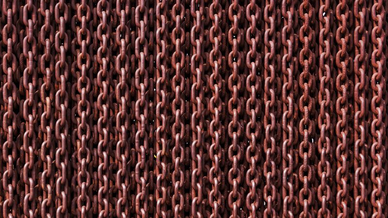 chain, rusty, iron, solid, links, 4k