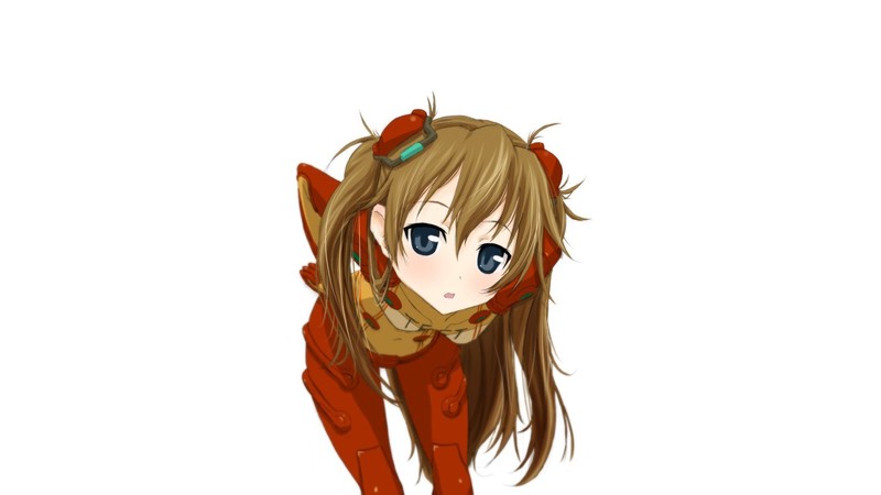 Neon Genesis Evangelion, anime, anime girls, simple background, Asuka Langley Soryu, brunette, long hair, bodysuit, blue eyes