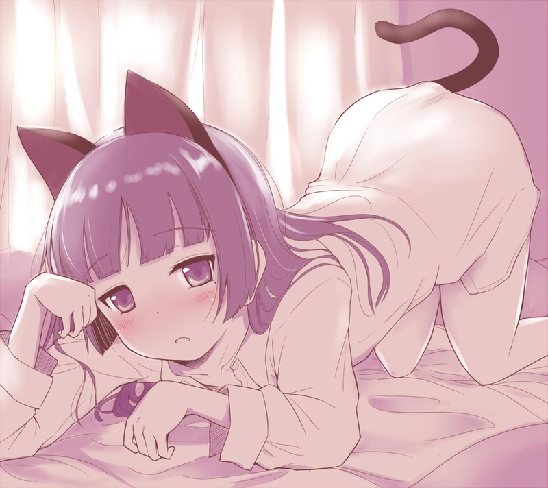 anime, anime girls, cat girl, Ore no Imouto ga Konnani Kawaii Wake ga Nai, Gokou Ruri, dark hair, black eyes, white dress