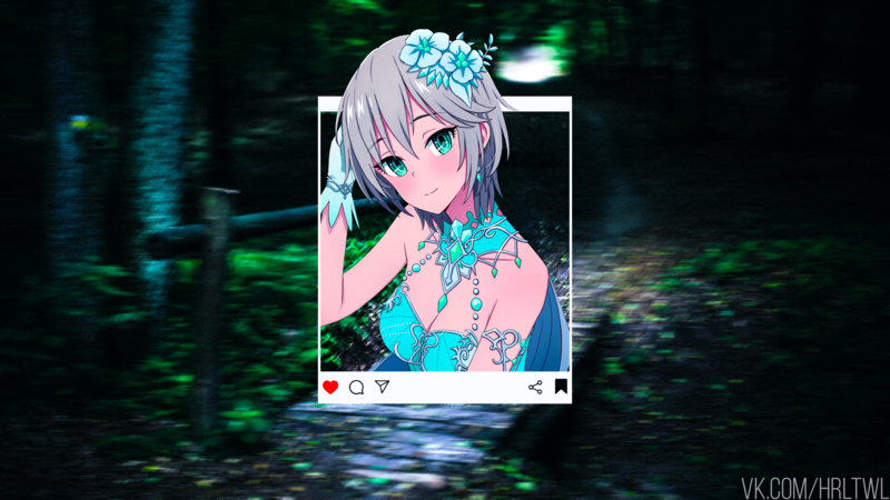 anime girls, flower in hair, anime
