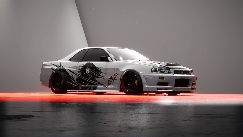 Nissan GTR, red, Need for Speed, car, white, black