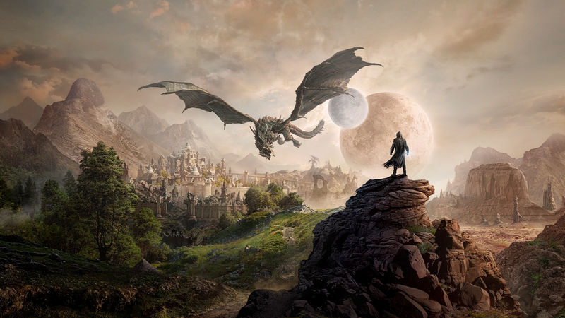 The Elder Scrolls Online, PC gaming, fantasy art, creature, RPG, dragon