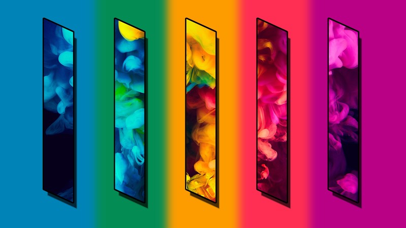 colorful, outline, shadow, blue, green, yellow, pink, purple, ink, panels