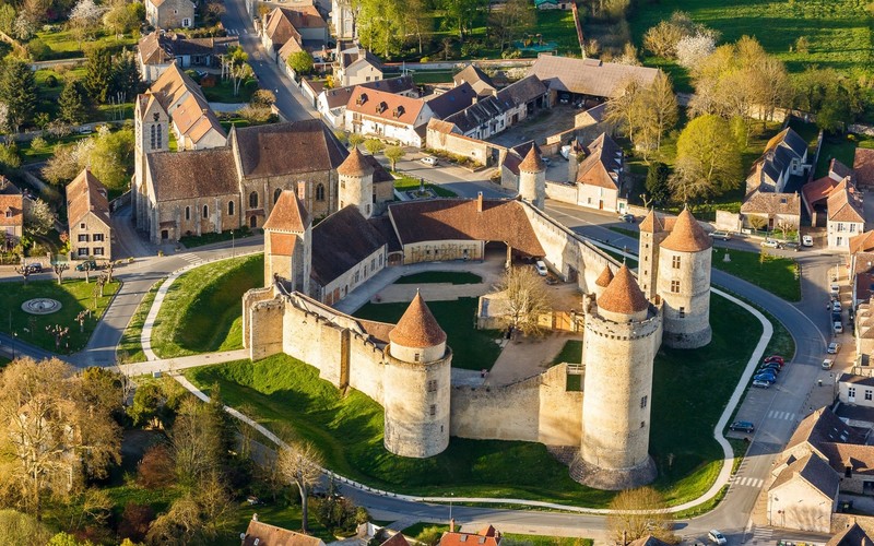aerial view, street, trees, building, castle, Croatia, grass